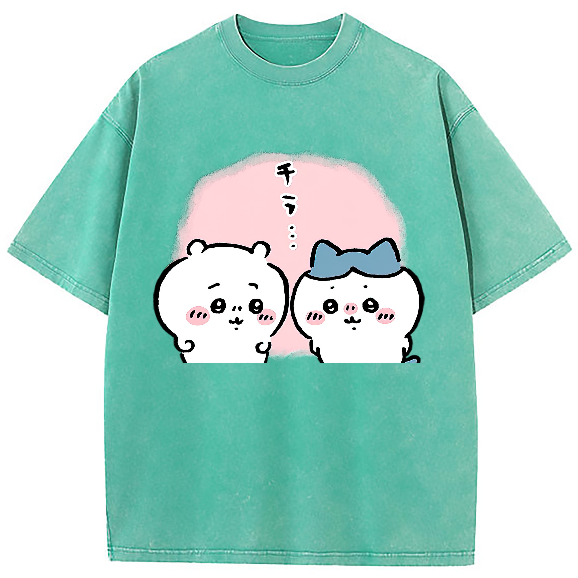 （画像用） ちいかわ ハチワレ Chii-kawa hachiware 綿100% ヴィンテージ風 半袖Tシャツ（フロントプリント）